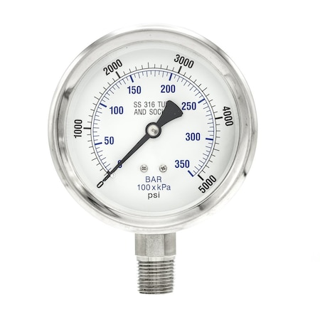 Gauge,4,0/5000psi,1/2LM,SS